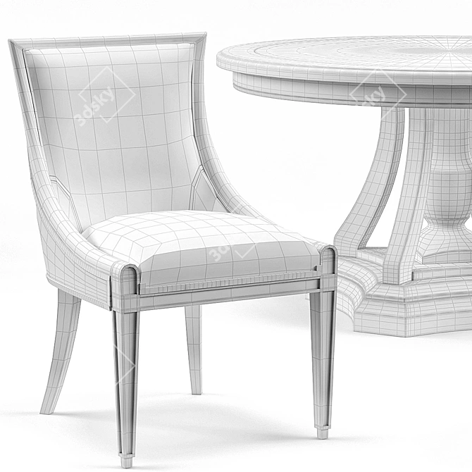 Luxury Ivory Lacquered Dining Set: Stockton Chair & Maxime French Table 3D model image 3