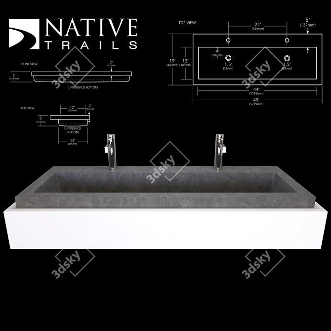 Innovative Lightweight Trough 4819 Sink 3D model image 2