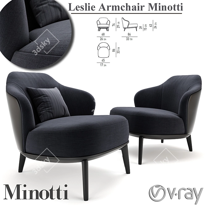 Modern Leslie Armchair: Minotti 3D model image 1