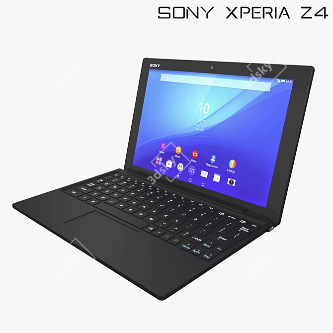 Sony Xperia Z4 Tablet 10" with Bluetooth Keyboard 3D model image 1