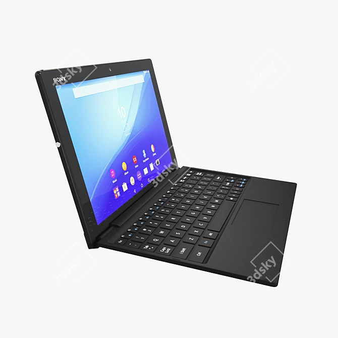 Sony Xperia Z4 Tablet 10" with Bluetooth Keyboard 3D model image 2