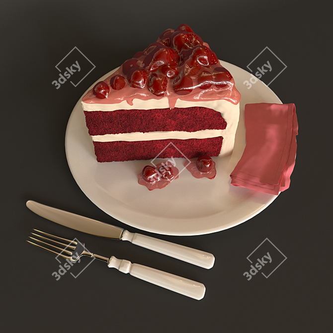 Exquisite 3D Cake Modeling 3D model image 2