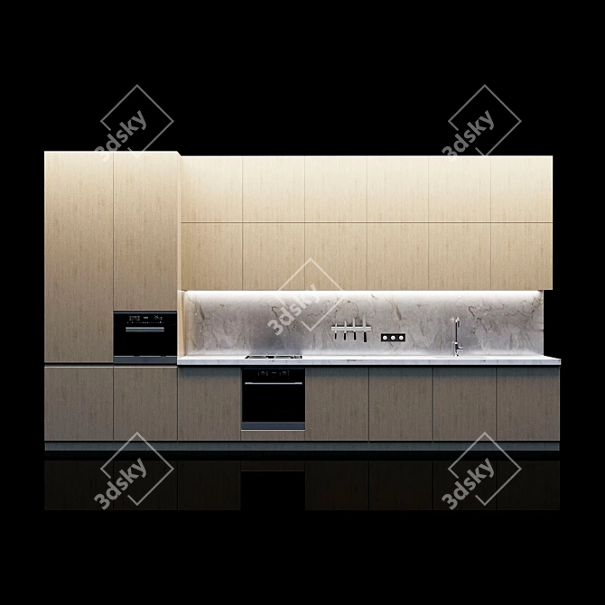 Title: Spacious Kitchen Cabinet Set 3D model image 1