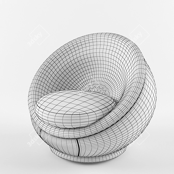 Modern Round Chair: Poly:12,840 & Verts:6,483 3D model image 2