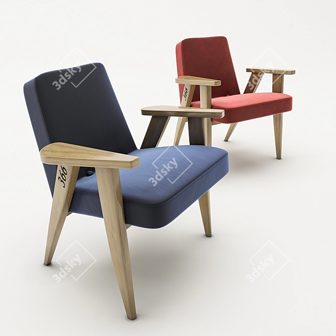 Elegant Mid-Century 366 Armchair 3D model image 1