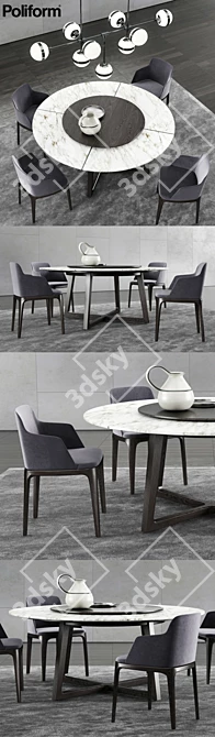 Elegant Dining: Poliform Concorde Table & Grace Chair 3D model image 2