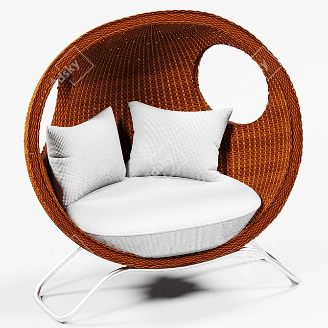 Elegant Wicker Chair: 2000mm Length, 1700mm Width, 1300mm Height 3D model image 1