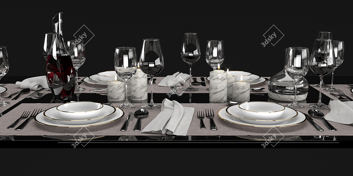 Elegant Dining: Premium Tableware 3D model image 3