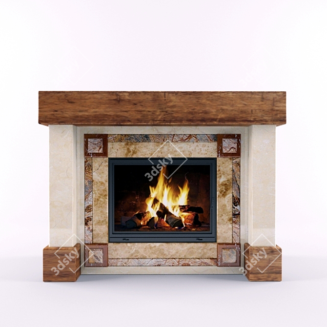 Modern Firewood Fireplace 3D model image 1
