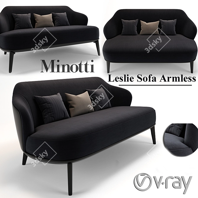 Contemporary Armless Sofa: Leslie Minotti 3D model image 1