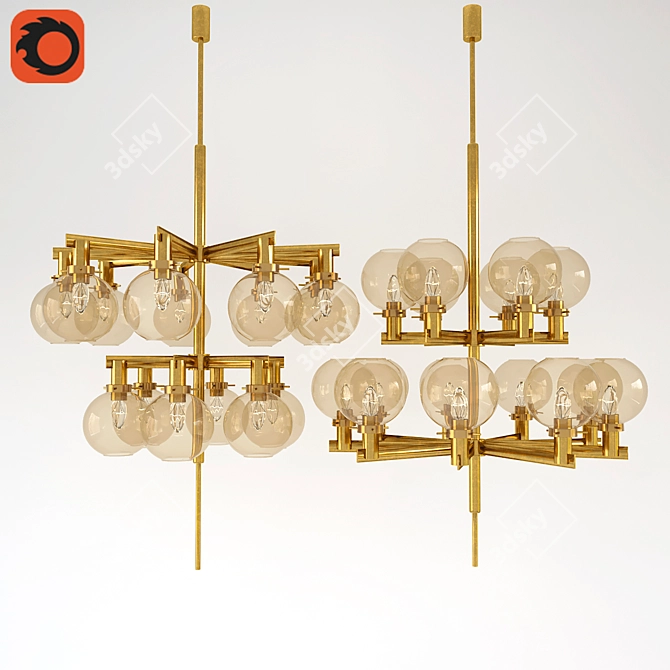 Rustic Golden Chandelier 3D model image 1