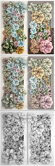 Echeveria Vertical Garden: Succulent Phytomodule 3D model image 3