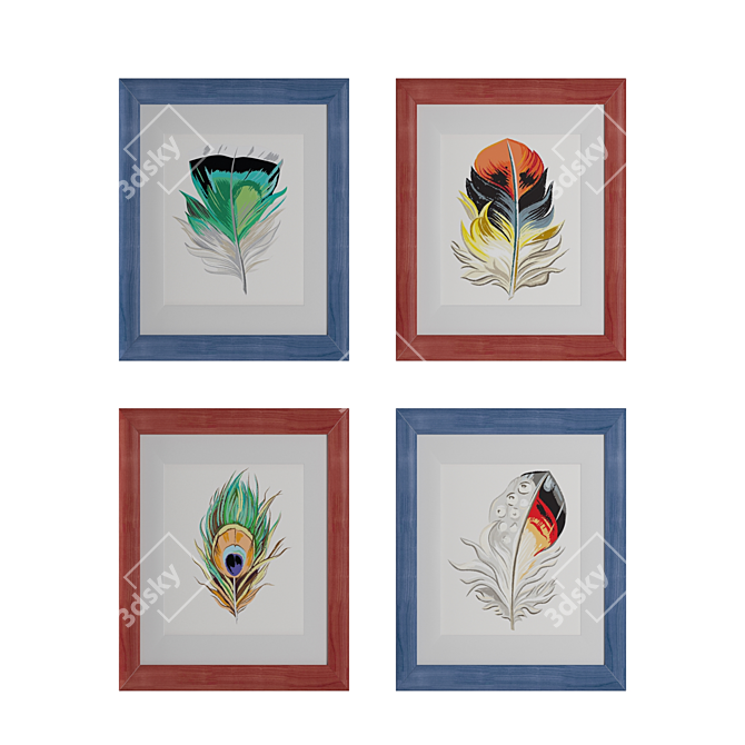 Title: Feathered Elegance Wall Art 3D model image 1