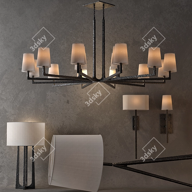 Elegant RH Wright Lighting Set 3D model image 1