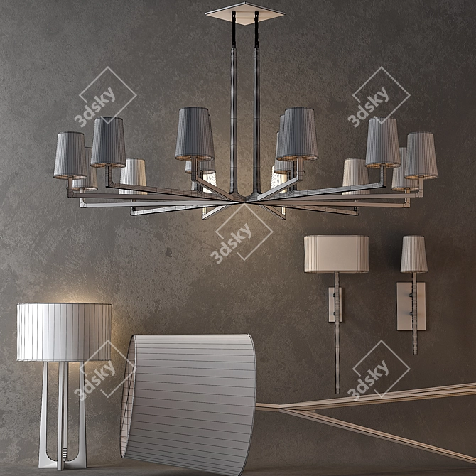 Elegant RH Wright Lighting Set 3D model image 3