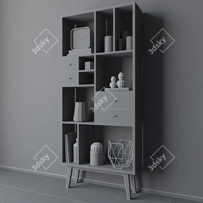 Rustic Loft Bar Shelf 3D model image 1