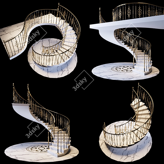 Elegant Handrail Staircase 3D model image 1