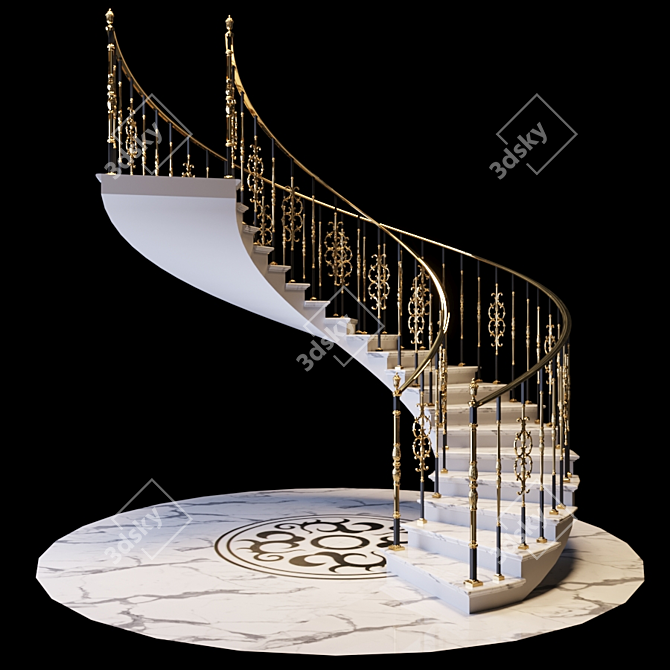 Elegant Handrail Staircase 3D model image 2