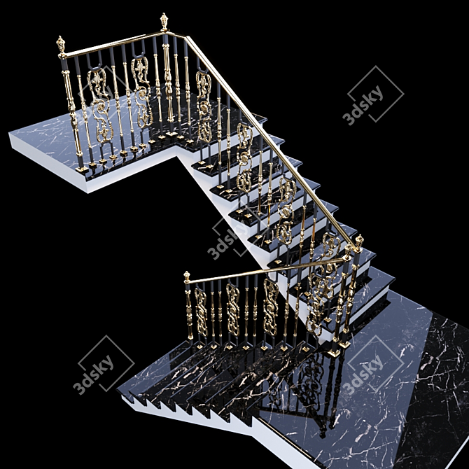 SecureStep Staircase with Handrails 3D model image 3