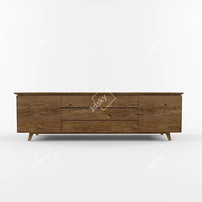 Rustic Wooden Console Cabinet 3D model image 1