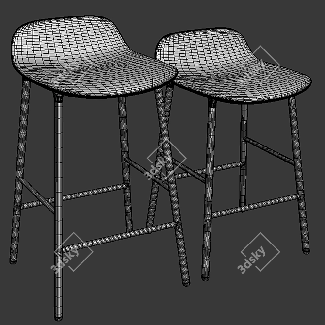 Sleek Form Stools: Versatile Seating 3D model image 3