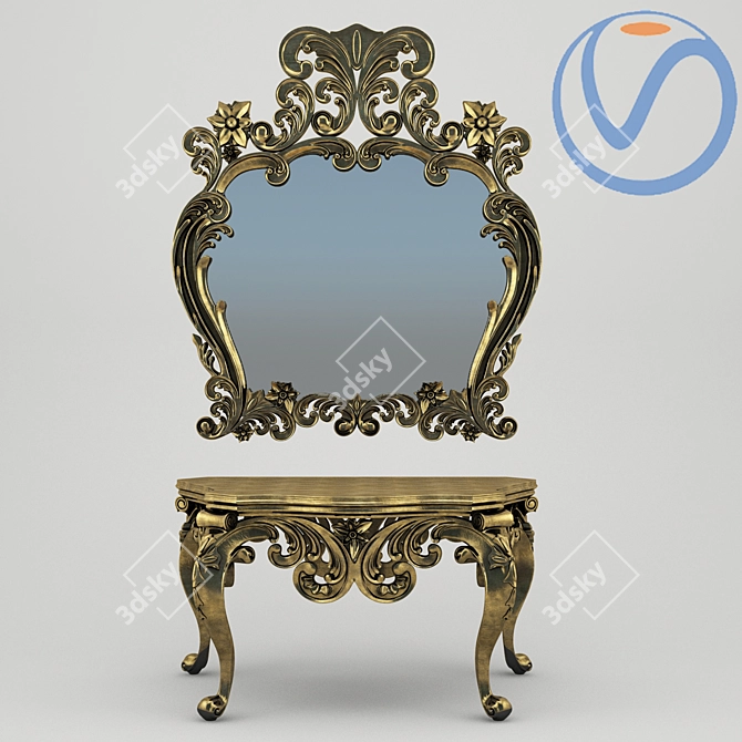 Vintage Table Mirror 3D model image 1