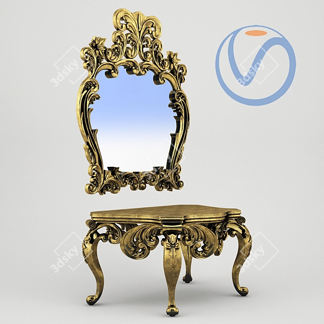 Vintage Table Mirror 3D model image 2