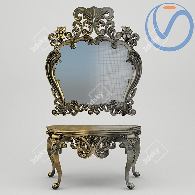 Vintage Table Mirror 3D model image 3