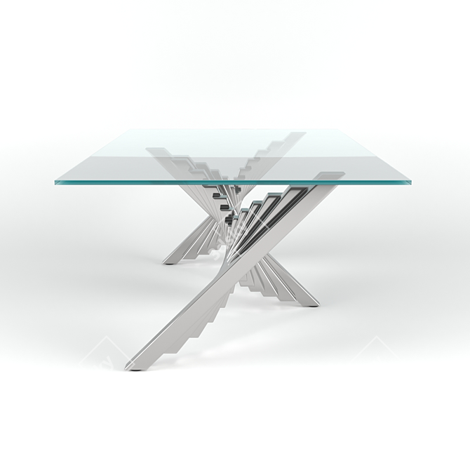Sleek Steel Glass Coffee Table 3D model image 2
