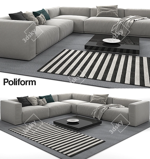 Modern Poliform Bolton Sofa: Elegant and Comfortable 3D model image 1