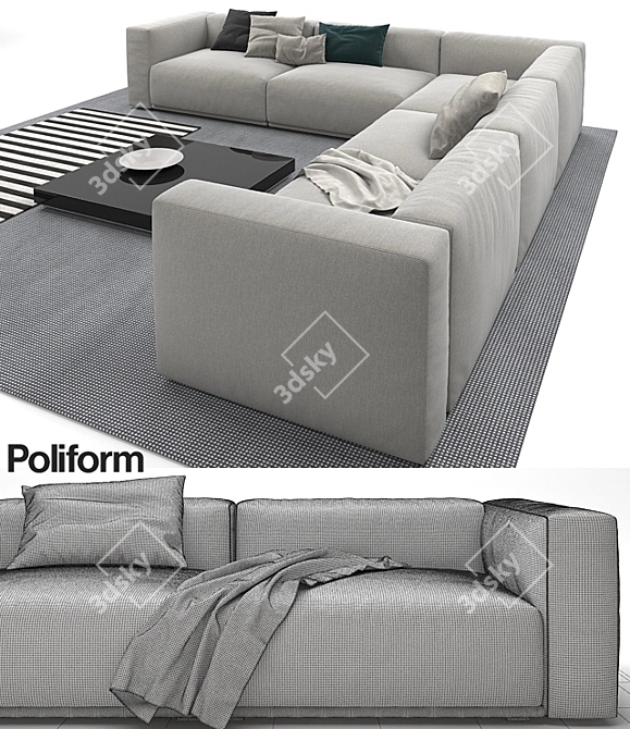 Modern Poliform Bolton Sofa: Elegant and Comfortable 3D model image 3
