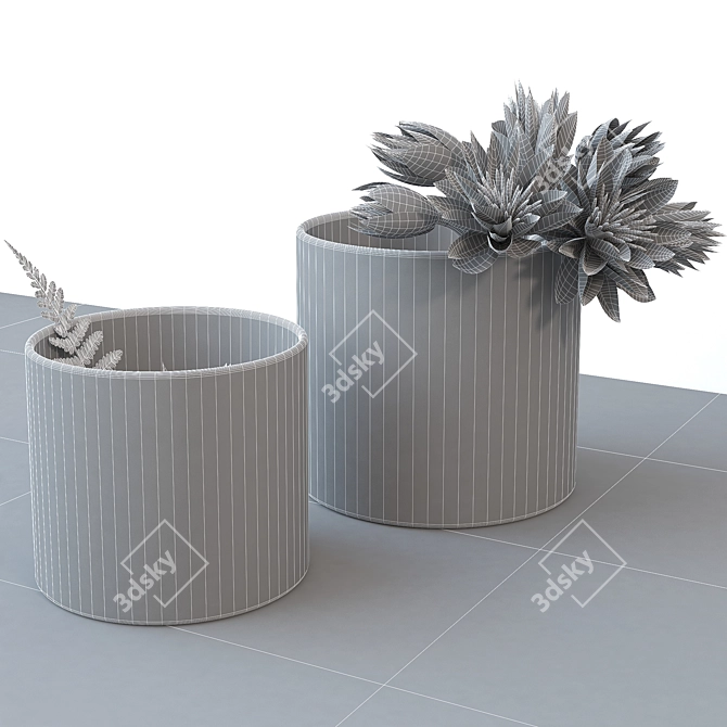 Modern Glass Vase Flower Arrangement 3D model image 2