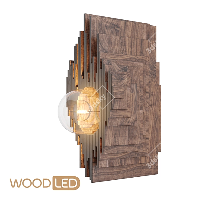 Avocado-Fourier Wall Sconce: Elegant Woodled Lighting 3D model image 1