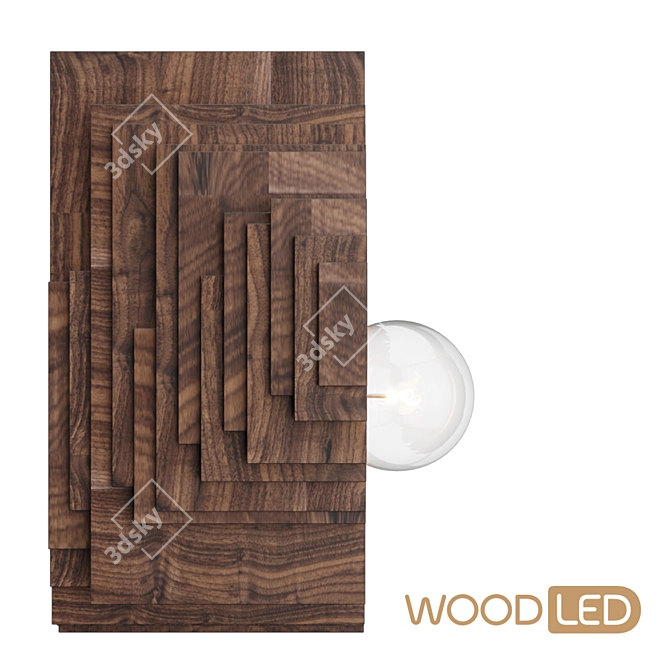 Avocado-Fourier Wall Sconce: Elegant Woodled Lighting 3D model image 3