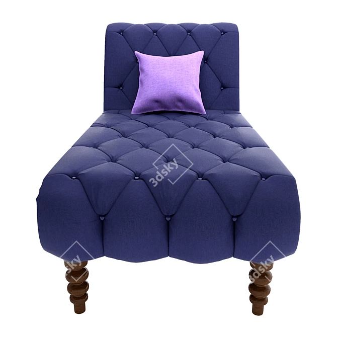 Elegant Blue Tufted Chaise Lounge - Soapstone Curves 3D model image 2