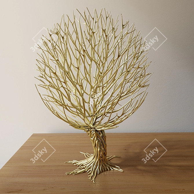 Golden Sphere Tree Sculpture 3D model image 1