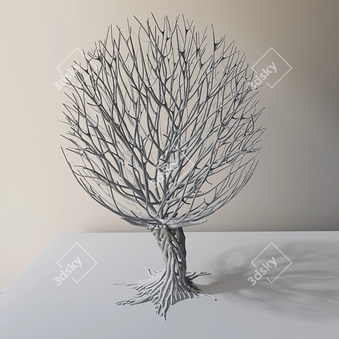 Golden Sphere Tree Sculpture 3D model image 2