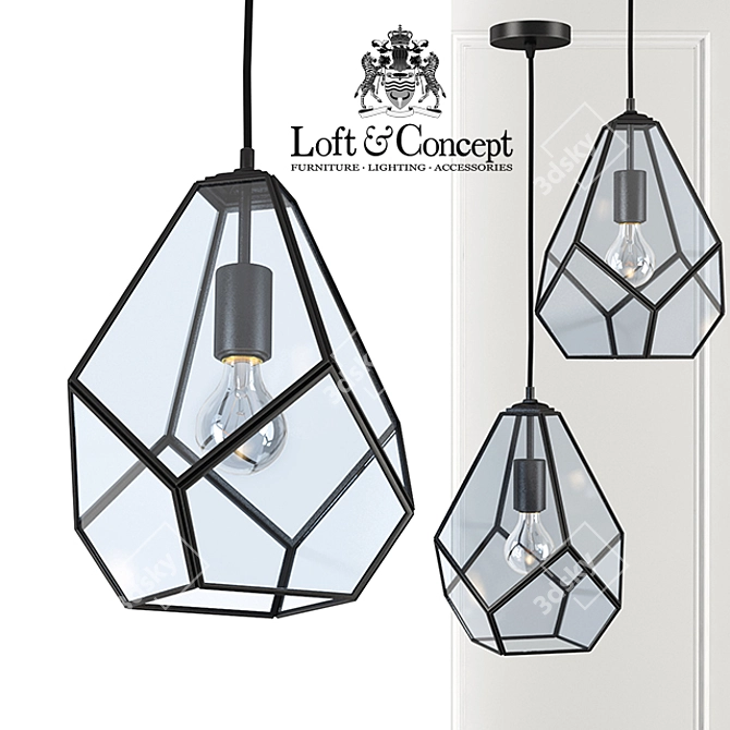 Geometry Glass Pendant Light 3D model image 1