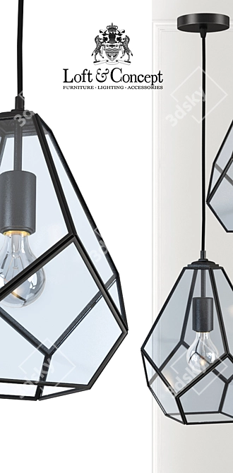 Geometry Glass Pendant Light 3D model image 2