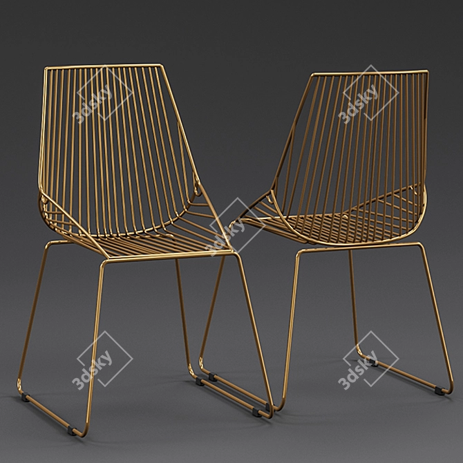 Gold Geometric Dining Chair 3D model image 1