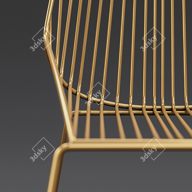 Gold Geometric Dining Chair 3D model image 2