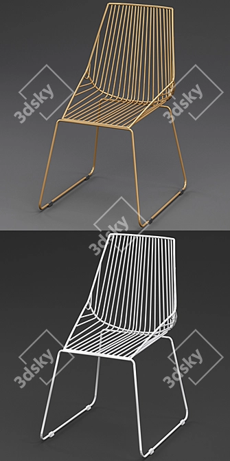 Gold Geometric Dining Chair 3D model image 3
