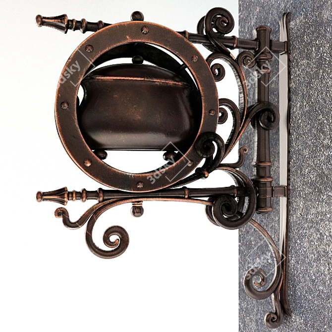 Artisanal Coffee Sign: Wrought Iron Elegance 3D model image 1