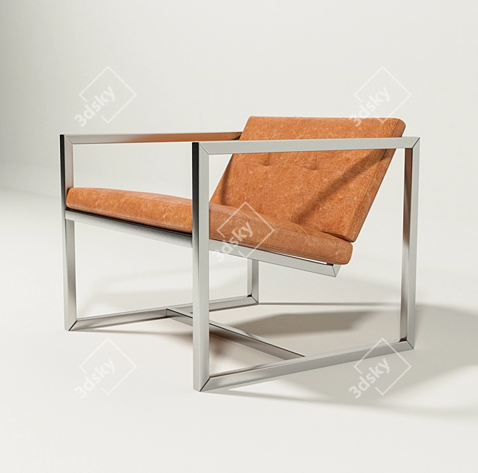 Luxurious Delano Chair: Metal Frame, Variety of Upholstery Options 3D model image 3