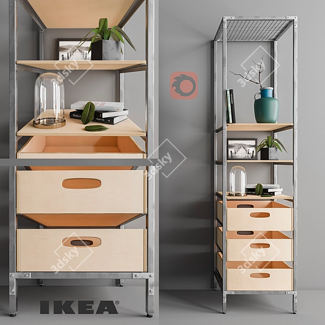Versatile Ikea Vebered Storage Set 3D model image 1
