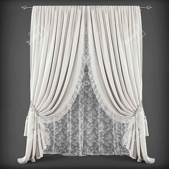 Classic Style Curtains 3D model image 1