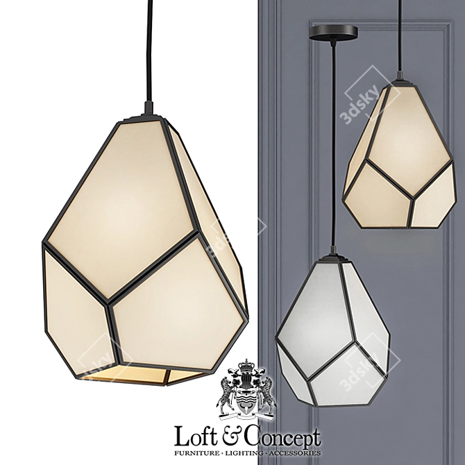 Milk Glass Geometry Chandelier 3D model image 1