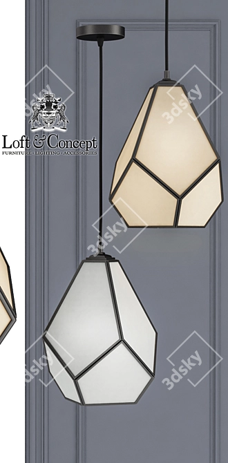 Milk Glass Geometry Chandelier 3D model image 2