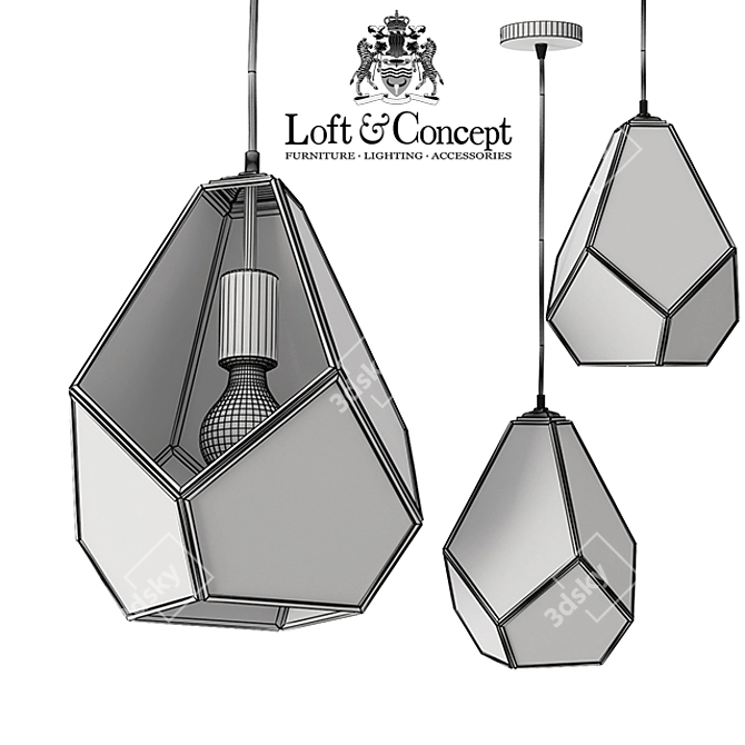 Milk Glass Geometry Chandelier 3D model image 3