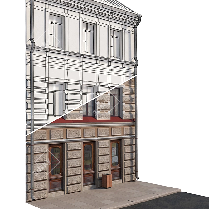 Historic Building Facade: Vray-ready, Low-poly 3D model image 3